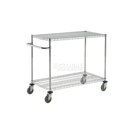 Global Equipment Nexel    Chrome ESD Adjustable Shelf Cart, 2 Shelf, 72"L x 24"W x 40"H, Polyurethane Casters SC2472ESD2
